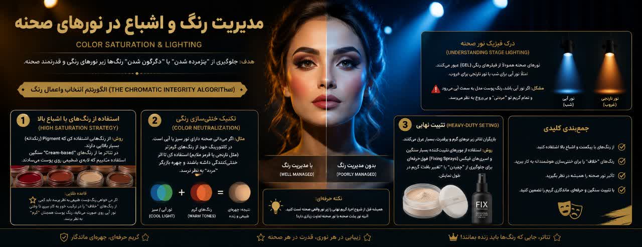 مدیریت رنگ و اشباع در نورهای صحنه (Color Saturation & Lighting)